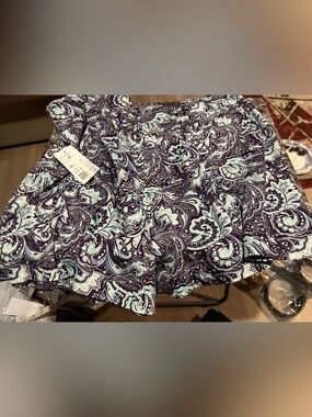 Jockey Navy and Light Blue Paisley Mini Shorts